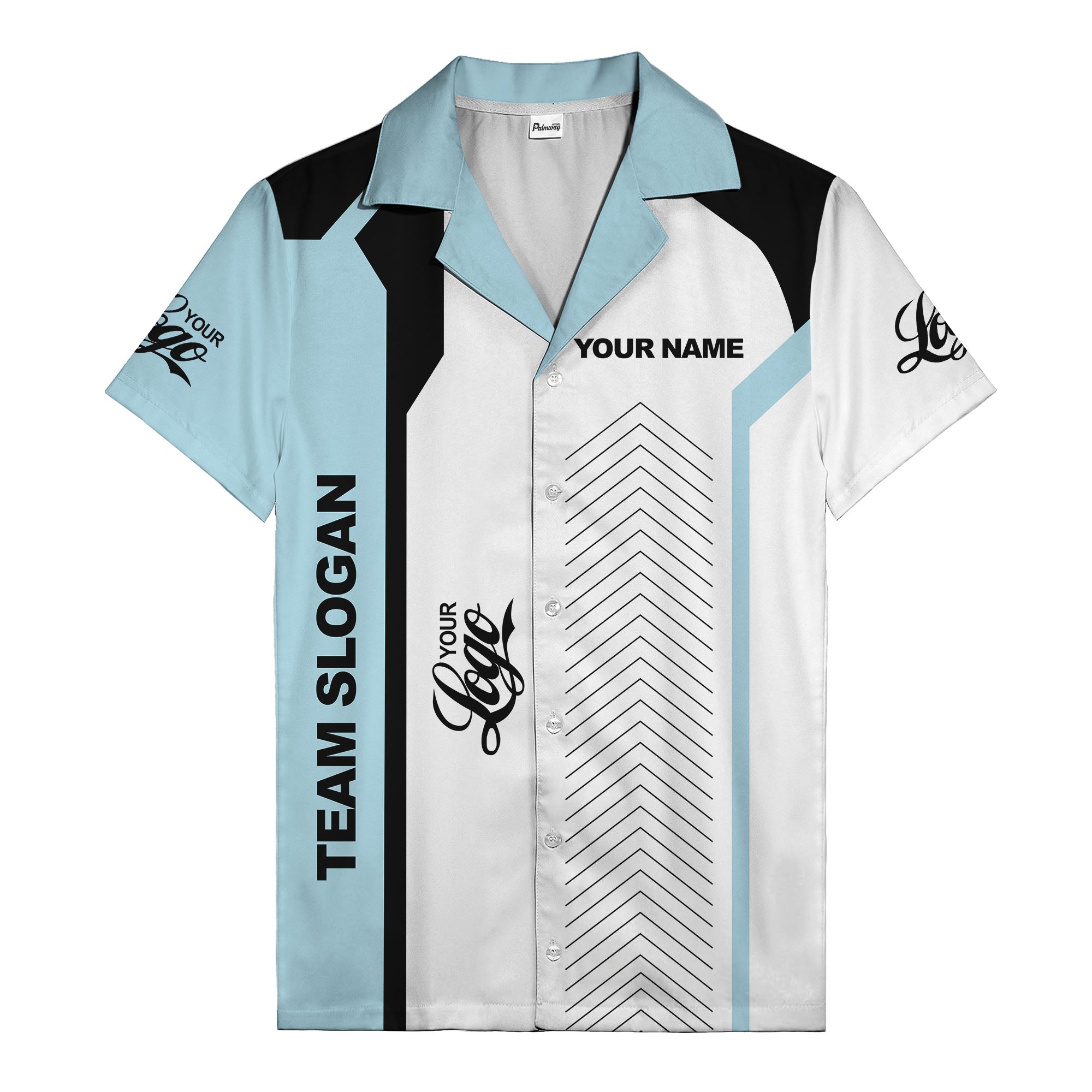 modern arrow geometric custom logo hawaiian shirt with personalized text