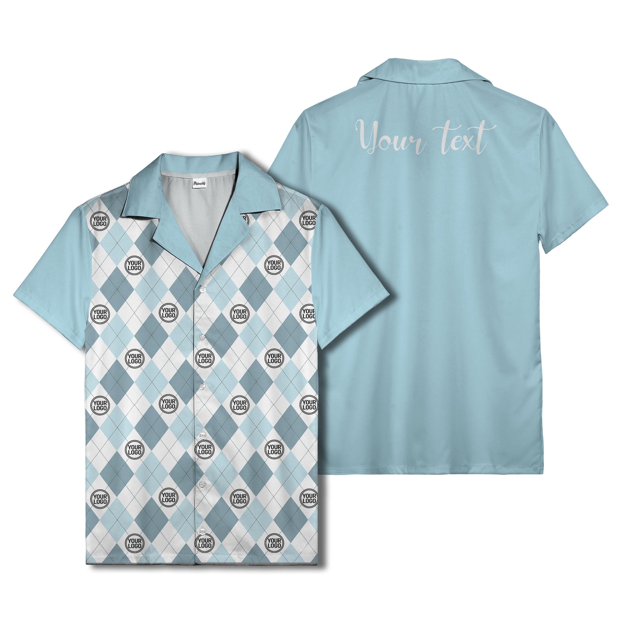monochrome argyle diamonds golf logos hawaiian shirt
