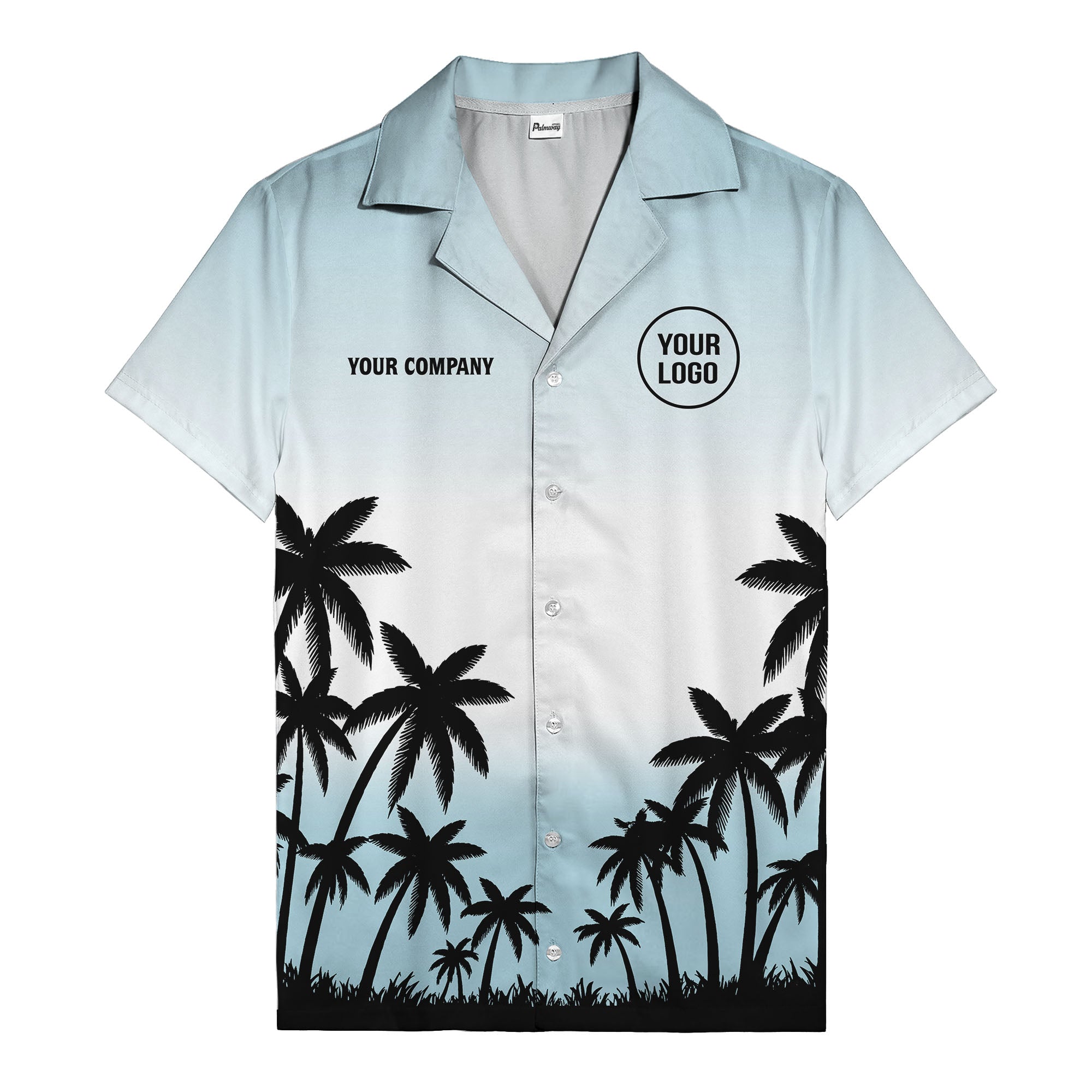 monochrome palm tree gradient silhouette hawaiian shirt for men