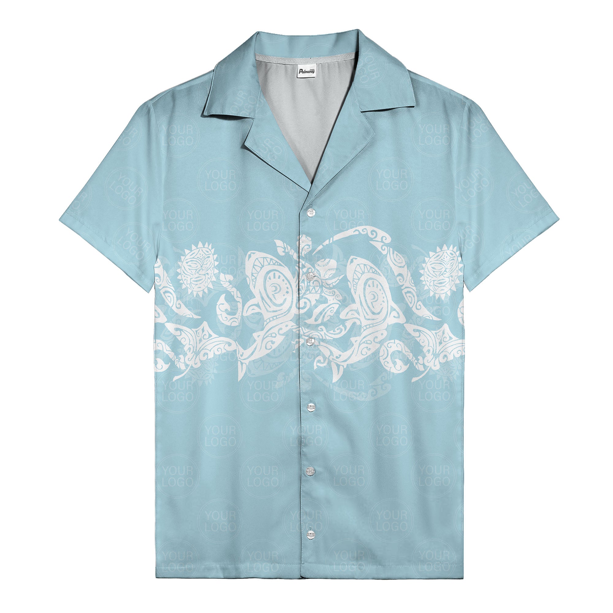 monochrome tribal turtle & sun motifs heritage hawaiian shirt