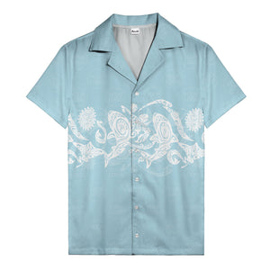 monochrome tribal turtle & sun motifs heritage hawaiian shirt