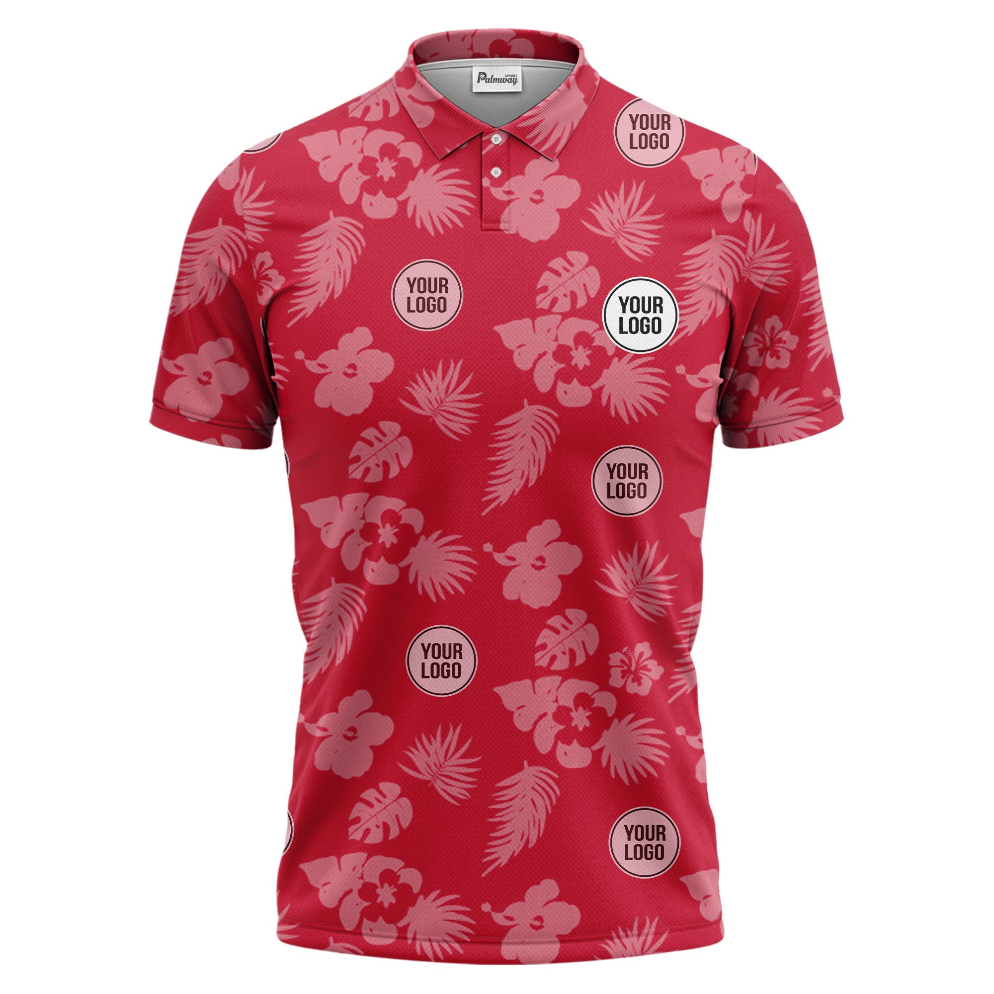 illustrated monochrome tropical flowers and leaves polo shirt for men