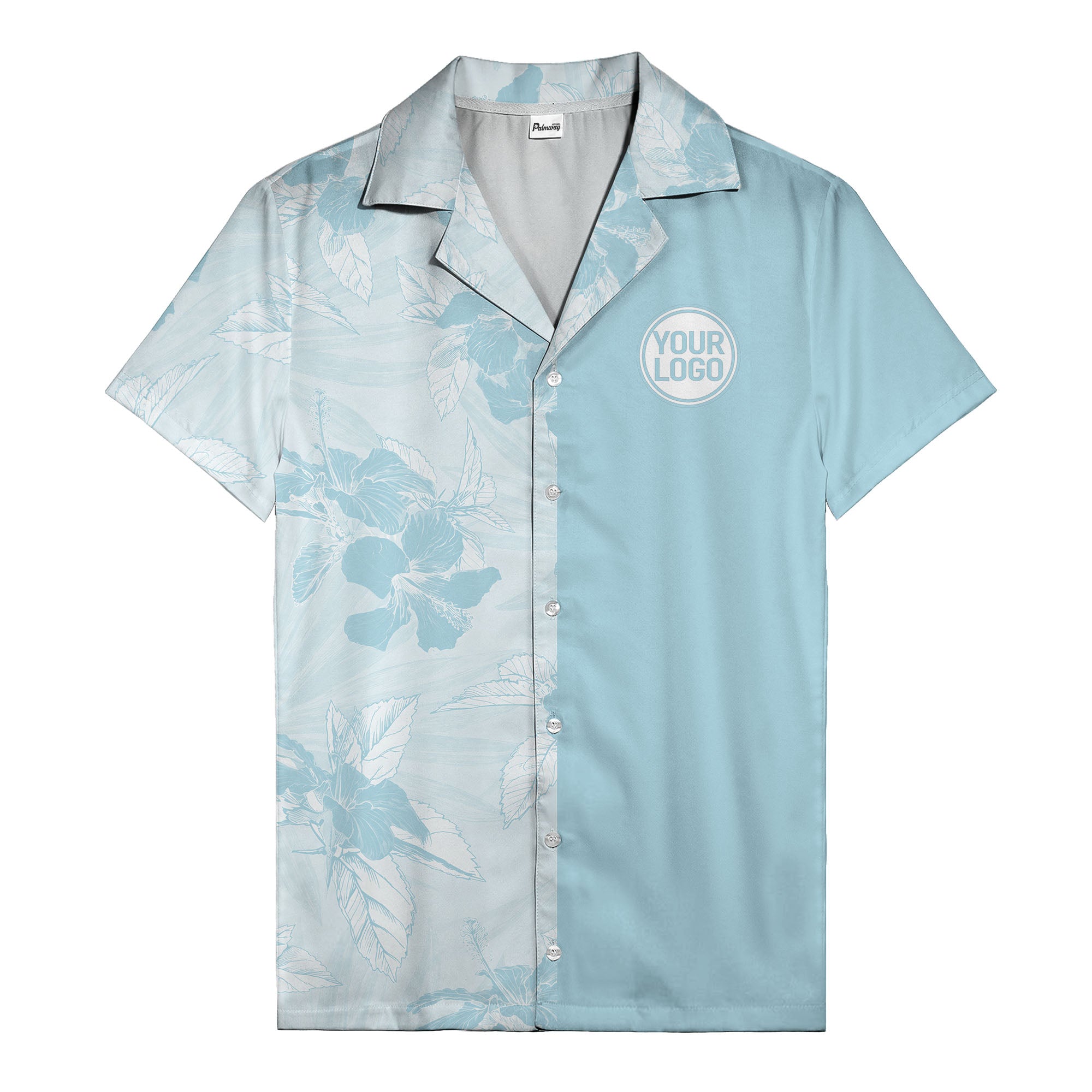 monochrome watercolor hibiscus and leaf repeat hawaiian shirt