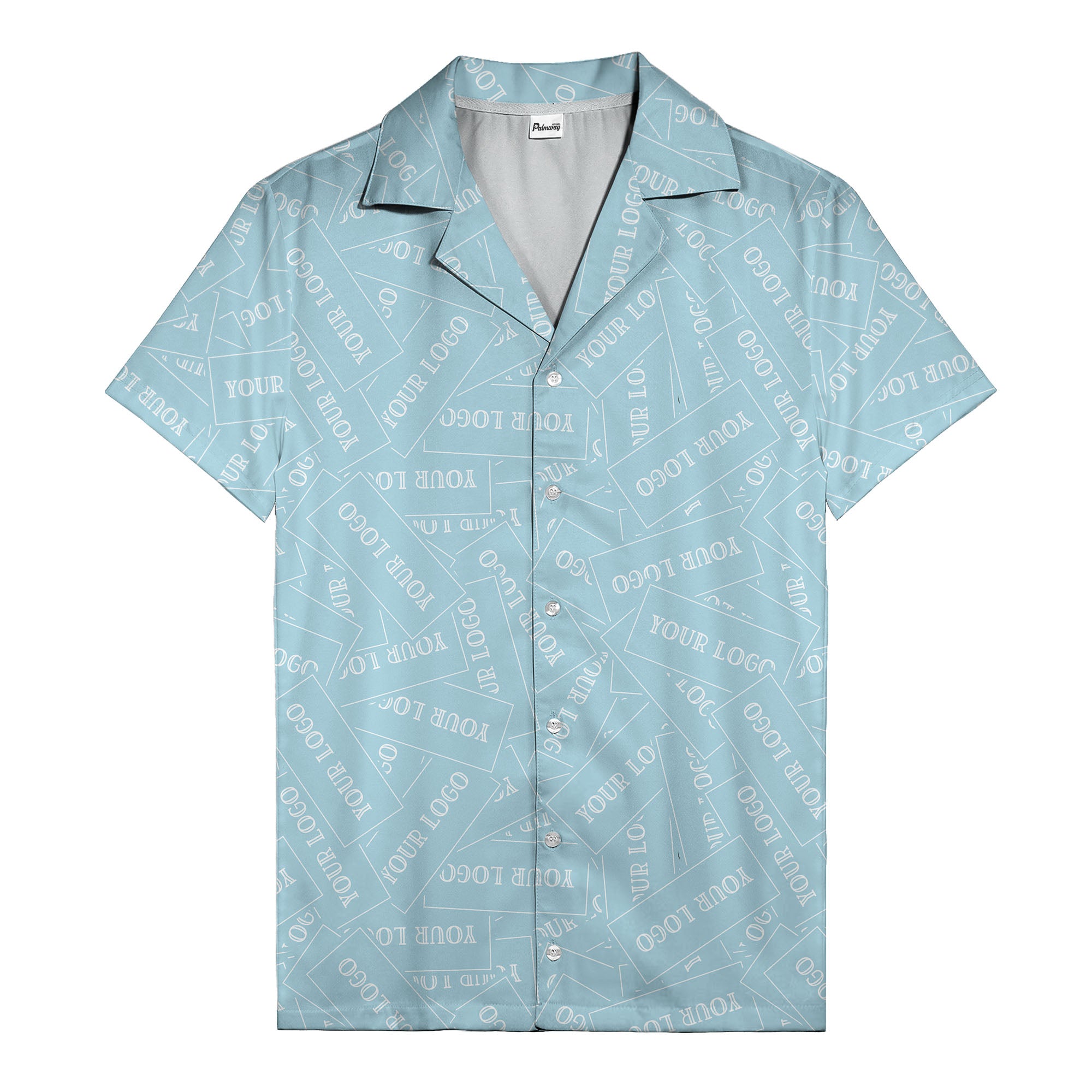 monochrome your logo repeat text graphic hawaiian shirt for men