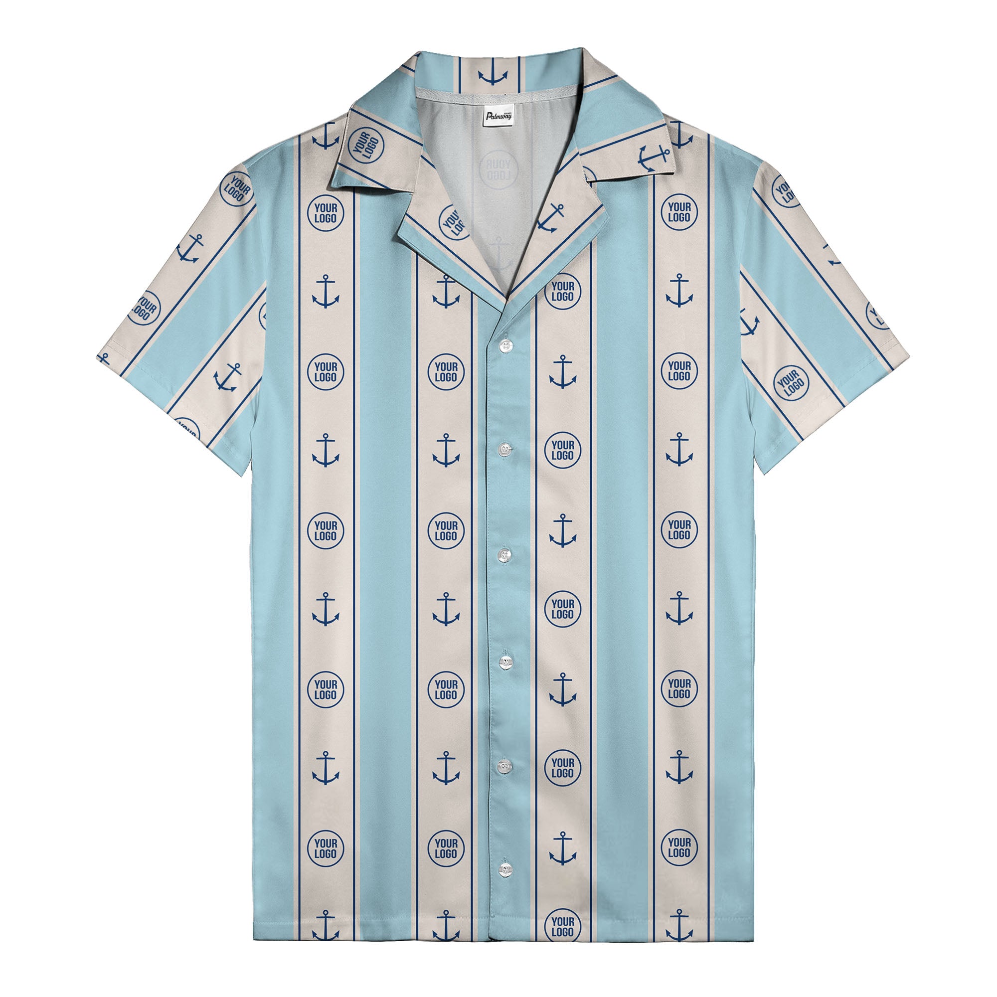 nautical anchors & custom logo repeat hawaiian shirt for men