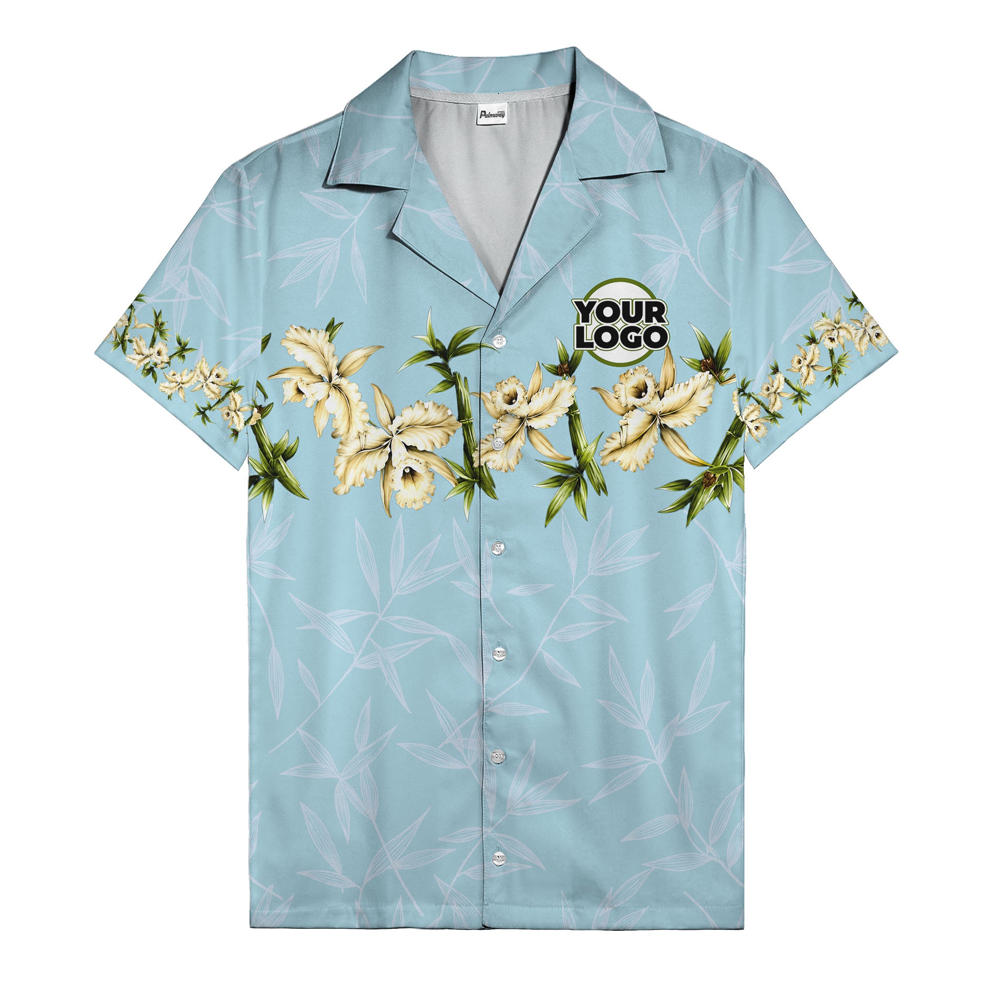 orchid & bamboo photoreal black hawaiian shirt
