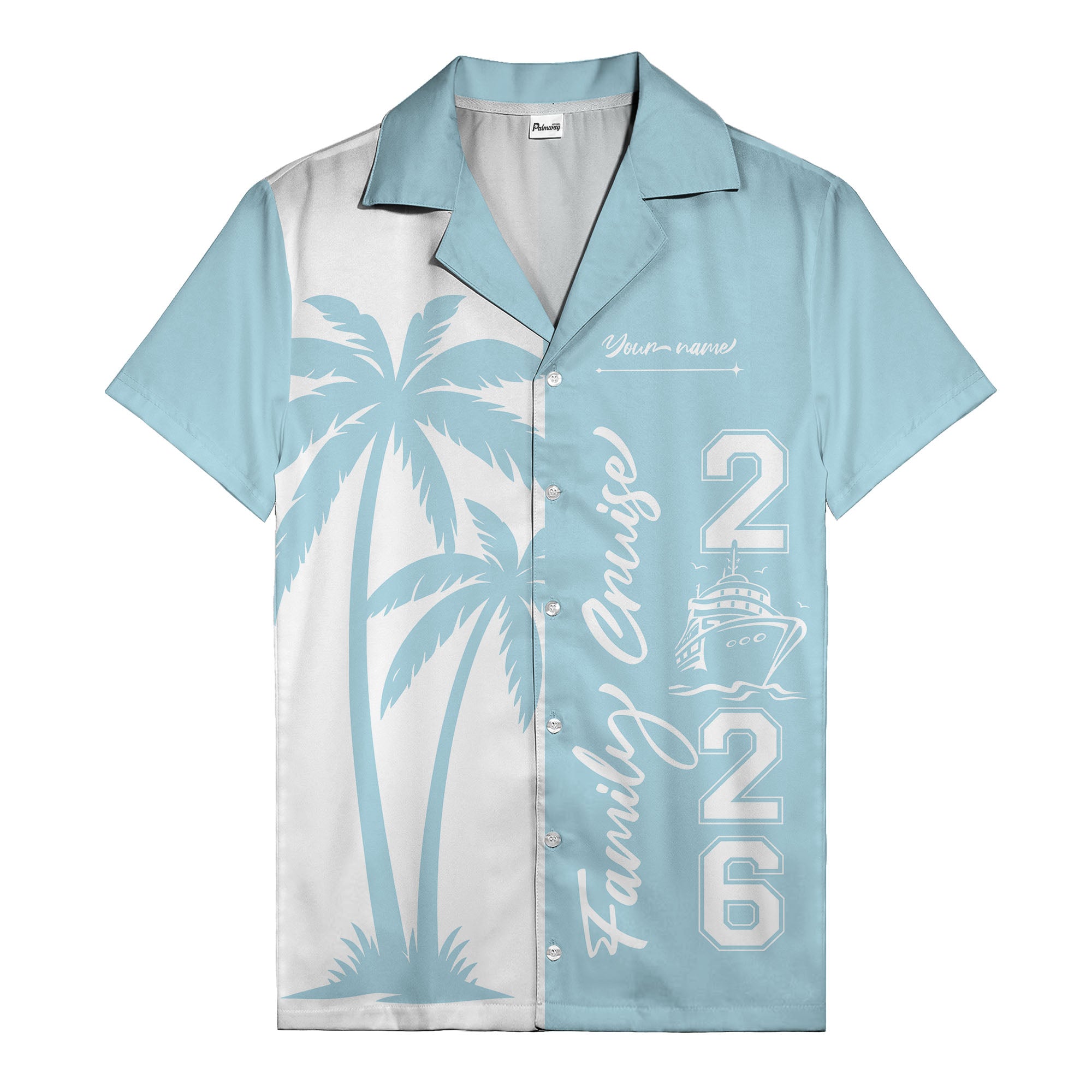 palm tree cruise ship family vacation graphic hawaiian shirt