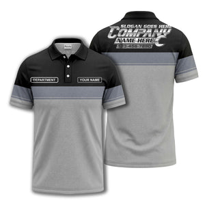 personalized department name gray stripe polo shirt for teams