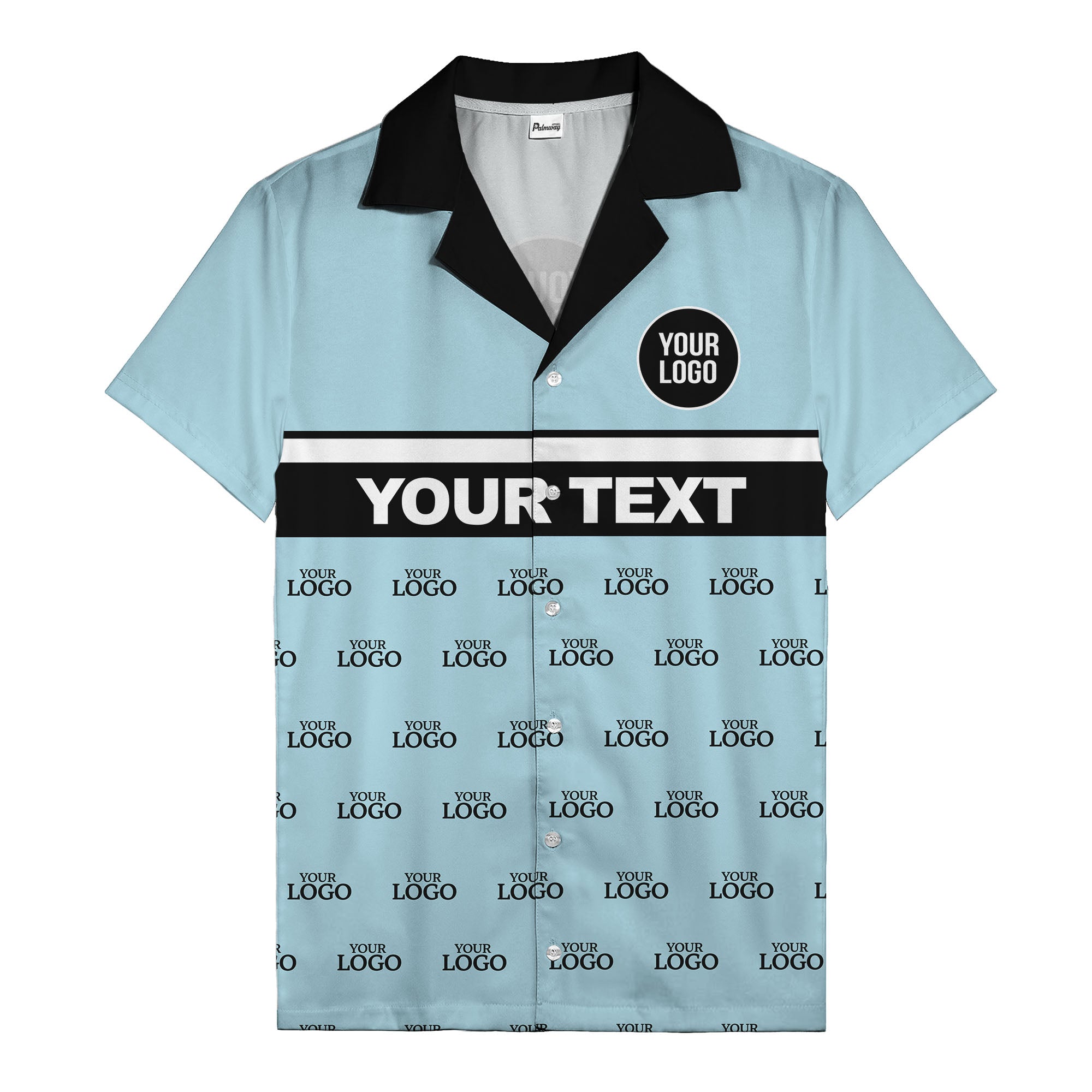 personalized logo & text striped hawaiian shirt for teams