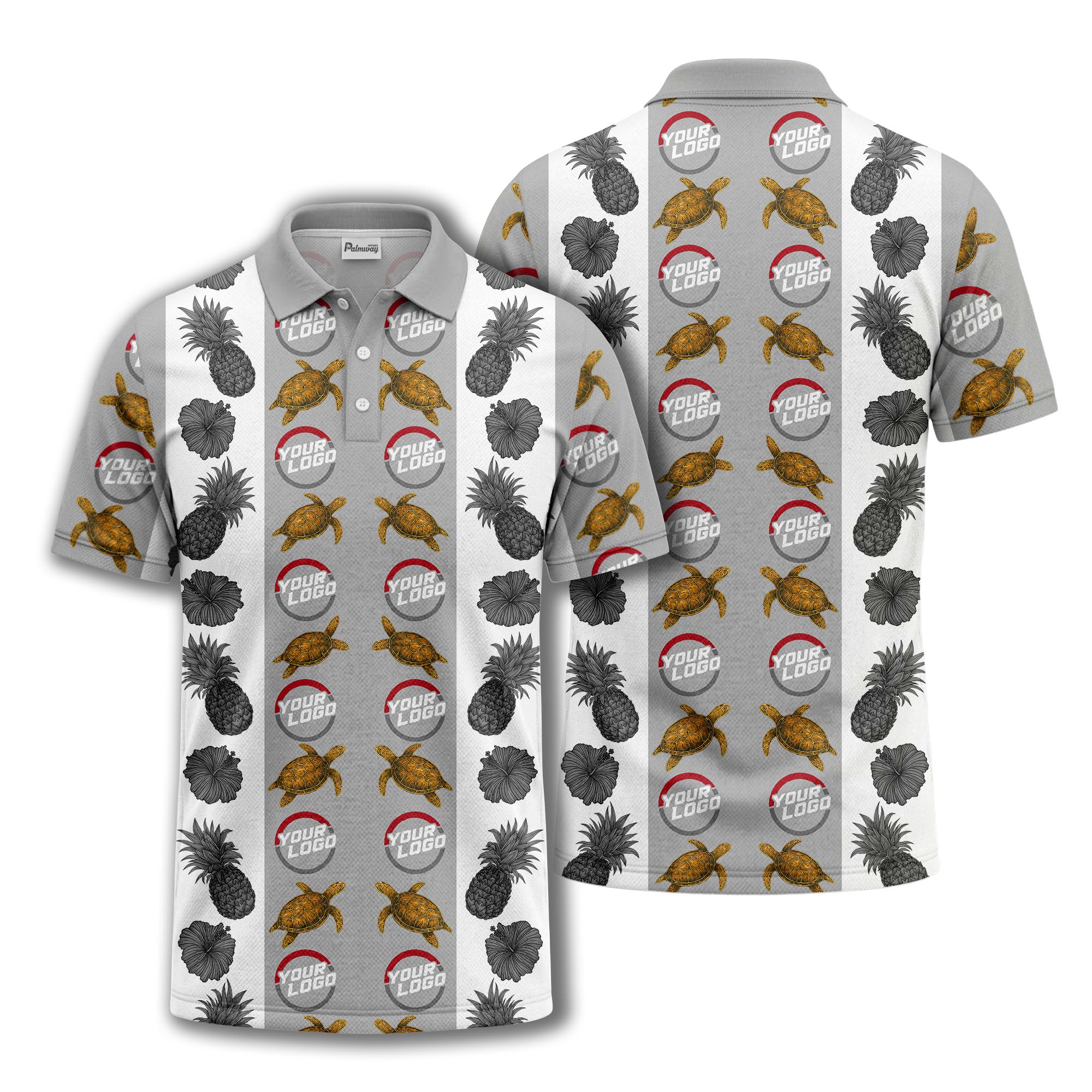 pineapple sea turtle hibiscus custom logo polo shirt