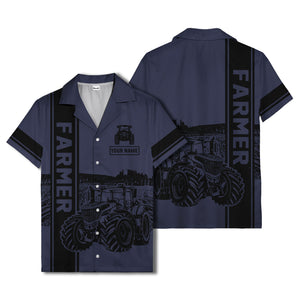 realistic tractor farm landscape farmer hawaiian shirt