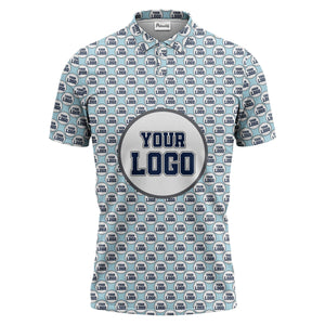 Repeating Personalized Logo Polo Shirt With Custom Text & Illustrated Icons