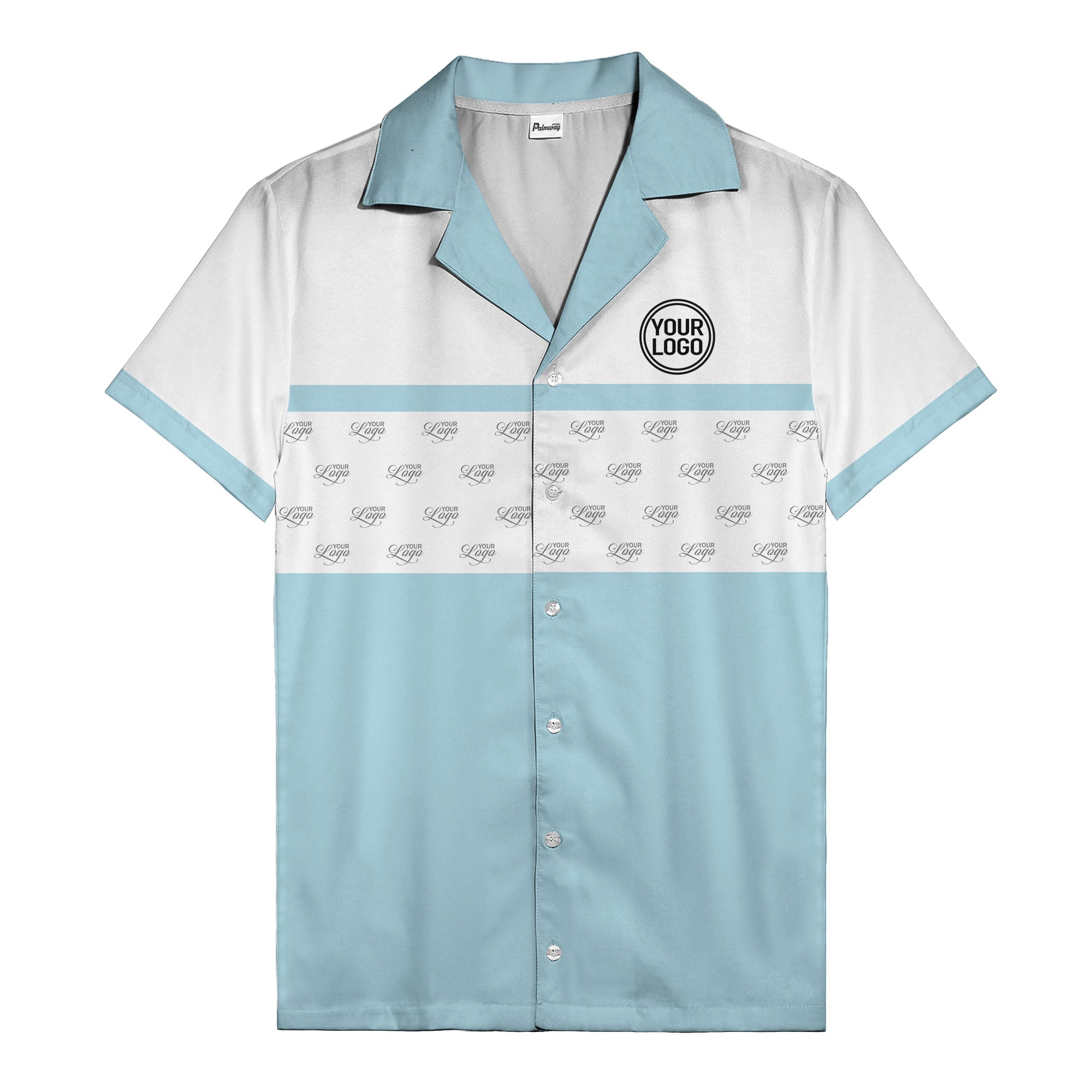 retro bowling custom logo repeat hawaiian shirt for men