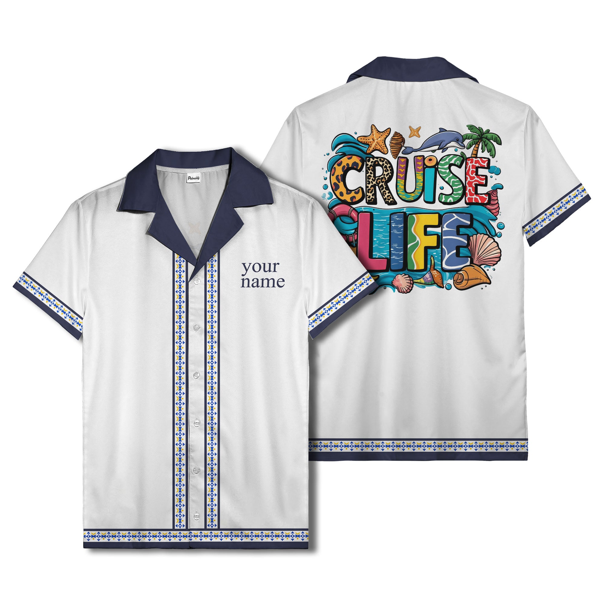 retro bowling diamond geometric personalized hawaiian shirt for men