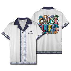 retro bowling diamond geometric personalized hawaiian shirt for men