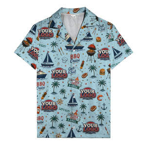 sailboats anchors ship wheels hamburger shrimp steak grill tools hawaiian shirt for men