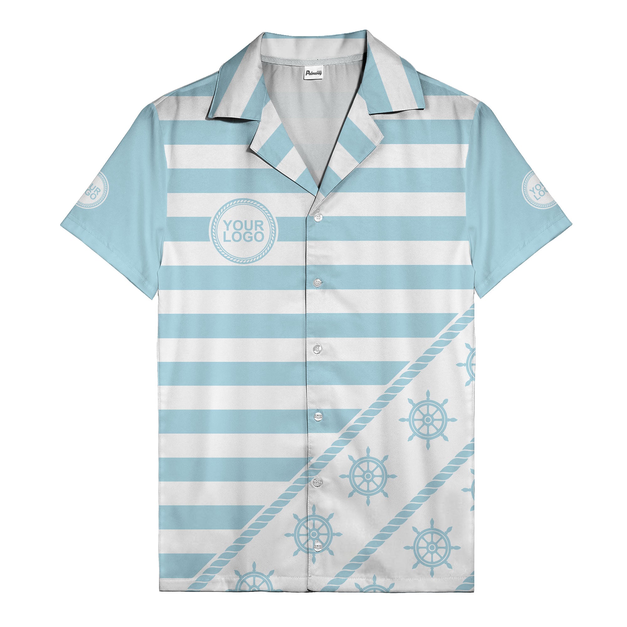 ship wheel and rope striped nautical maritime hawaiian shirt