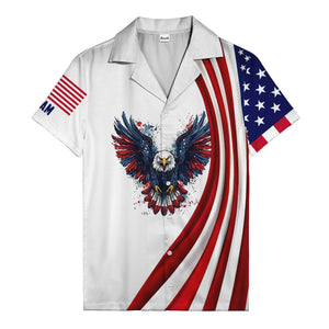 soaring stars and stripes eagle patriotic usa american flag hawaiian shirt for men