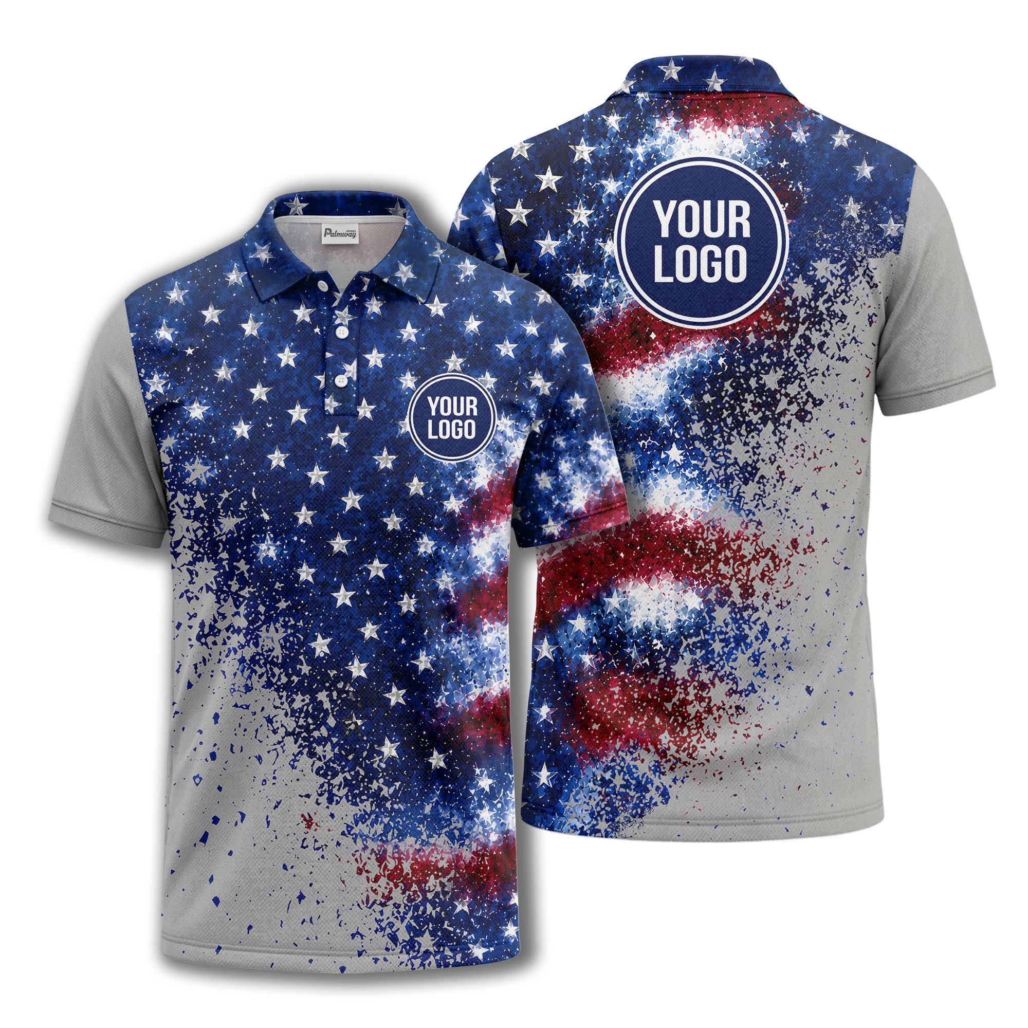 stars & stripes american flag all over print polo shirt