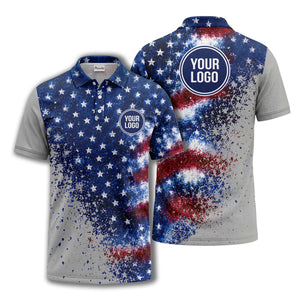 stars & stripes american flag all over print polo shirt