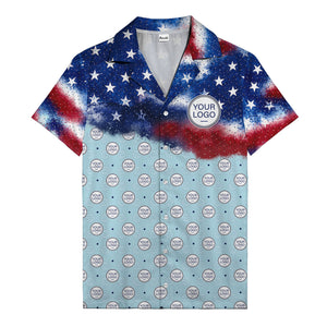 stars & stripes american flag custom logo patriotic hawaiian shirt