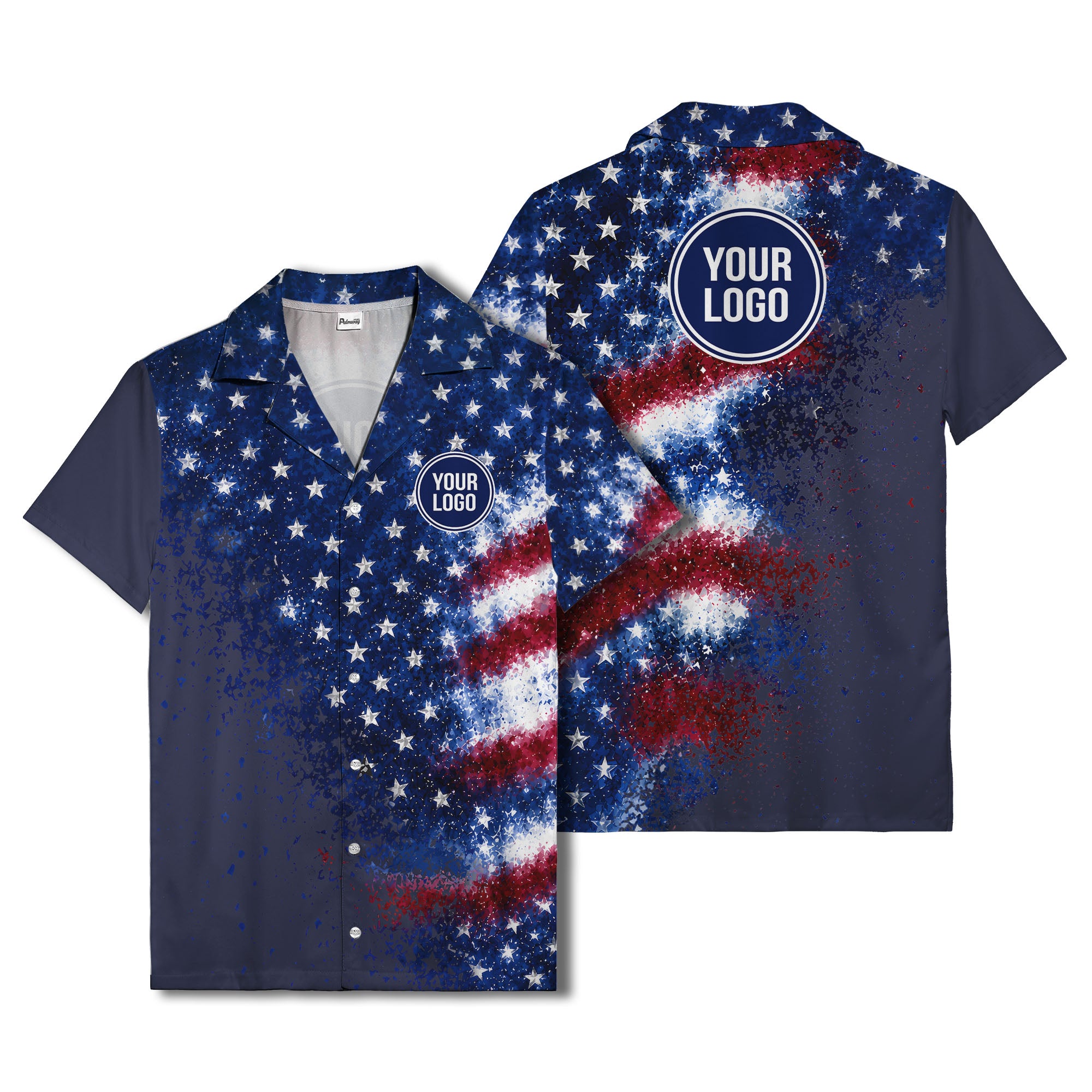 stars & stripes watercolor splash patriotic hawaiian shirt