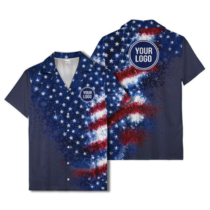 stars & stripes watercolor splash patriotic hawaiian shirt