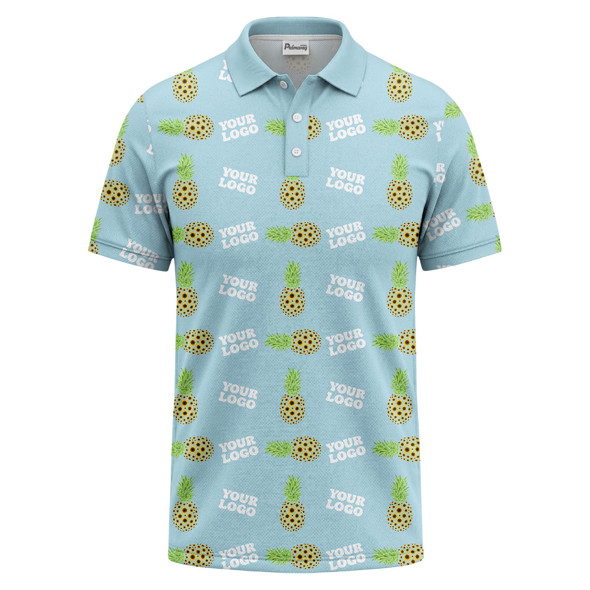 sunflower pineapple repeat custom logo polo shirt for beach days