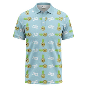 sunflower pineapple repeat custom logo polo shirt for beach days