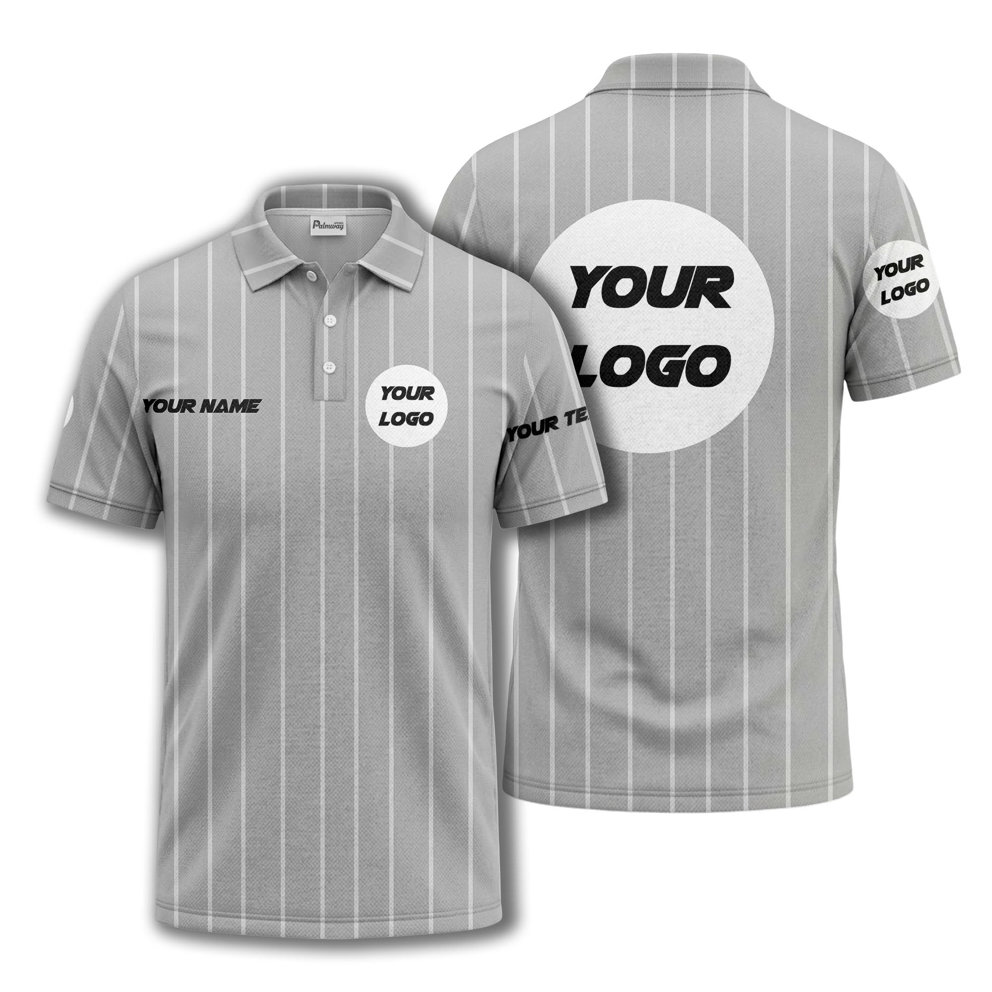 vertical pinstripe custom logo personalized text polo shirt