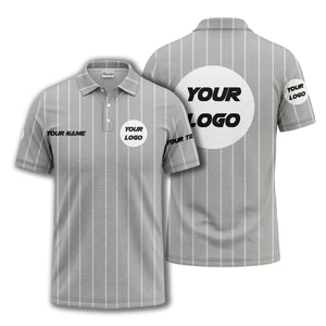 vertical pinstripe custom logo personalized text polo shirt