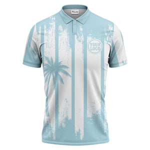 vertical striped palm trees grunge texture polo shirt for men