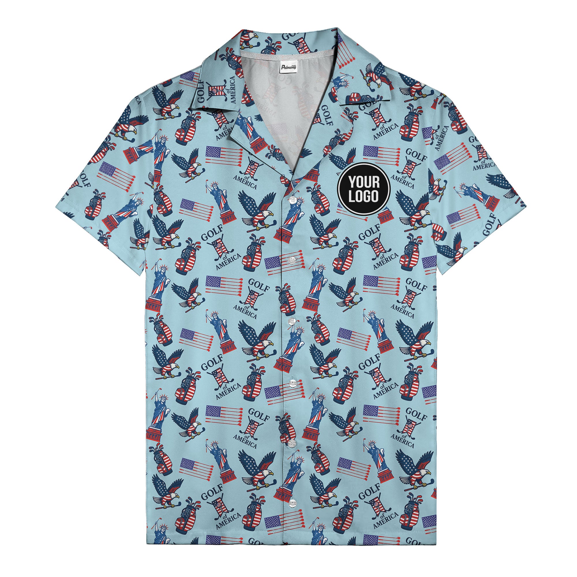 vintage 50s bald eagles & statue of liberty golf hawaiian shirt