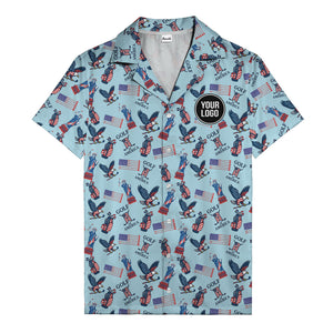 vintage 50s bald eagles & statue of liberty golf hawaiian shirt