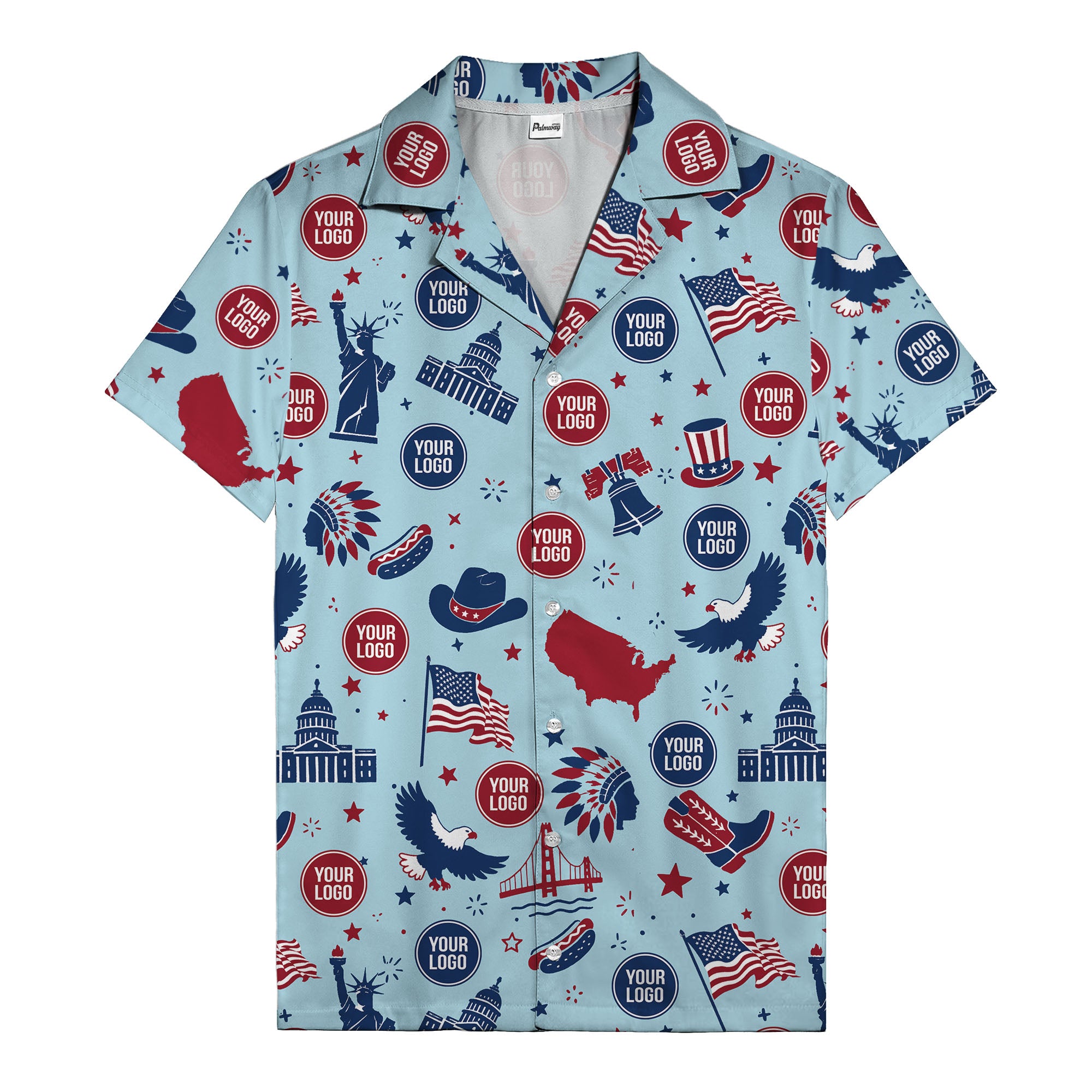 vintage cartoon statue of liberty & eagles patriotic hawaiian shirt