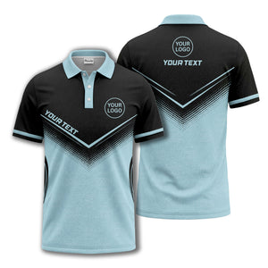 v-shape geometric halftone gradient golf polo shirt for men