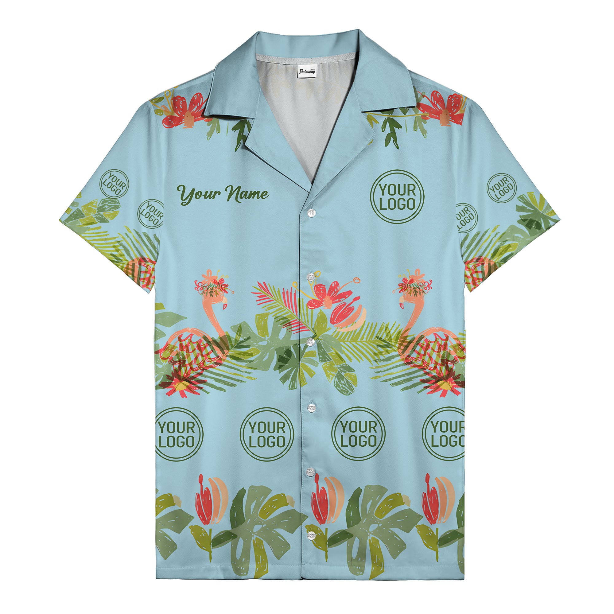 watercolor flamingo palm tropical flowers black hawaiian shirt
