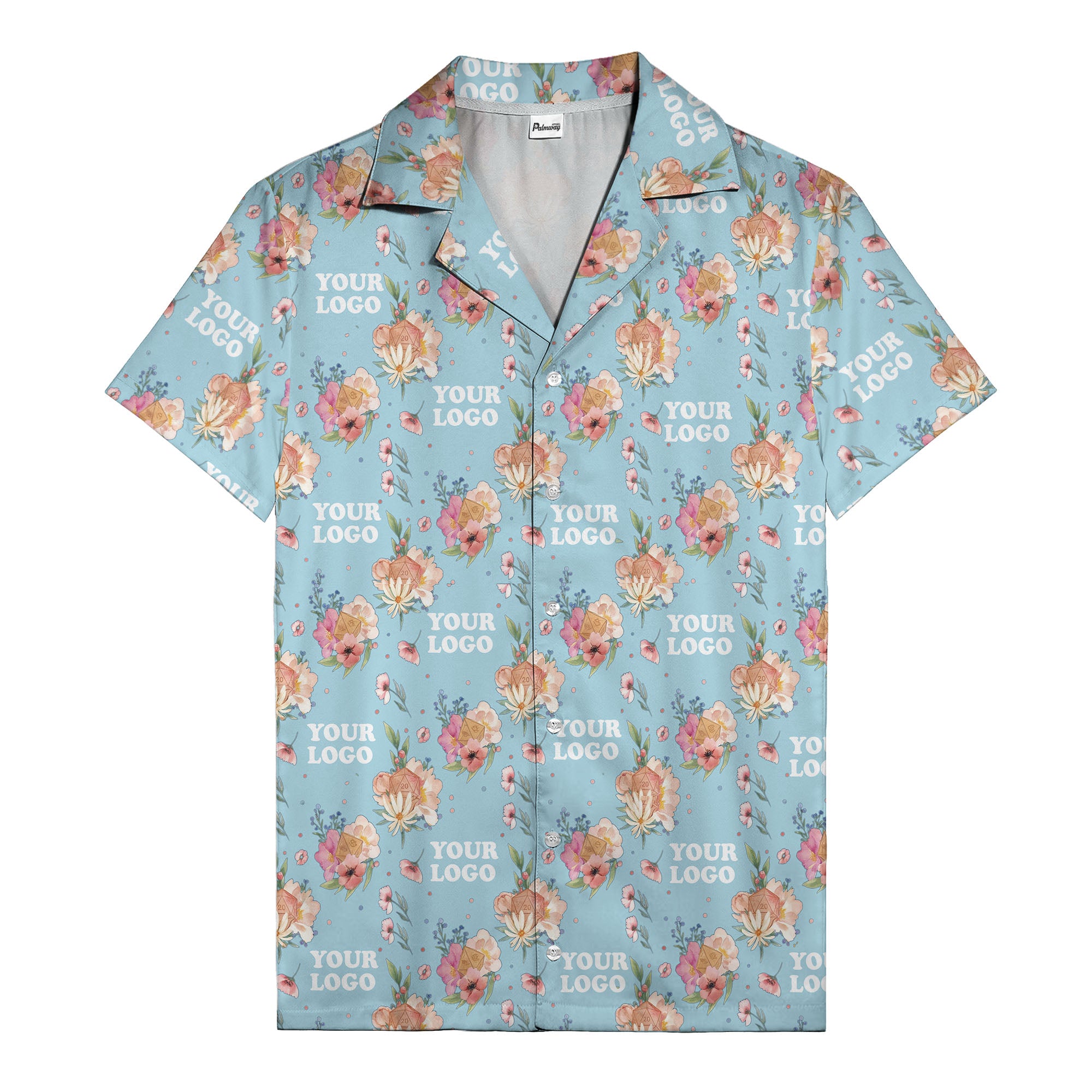 watercolor floral d20 dice hawaiian shirt with custom logo space