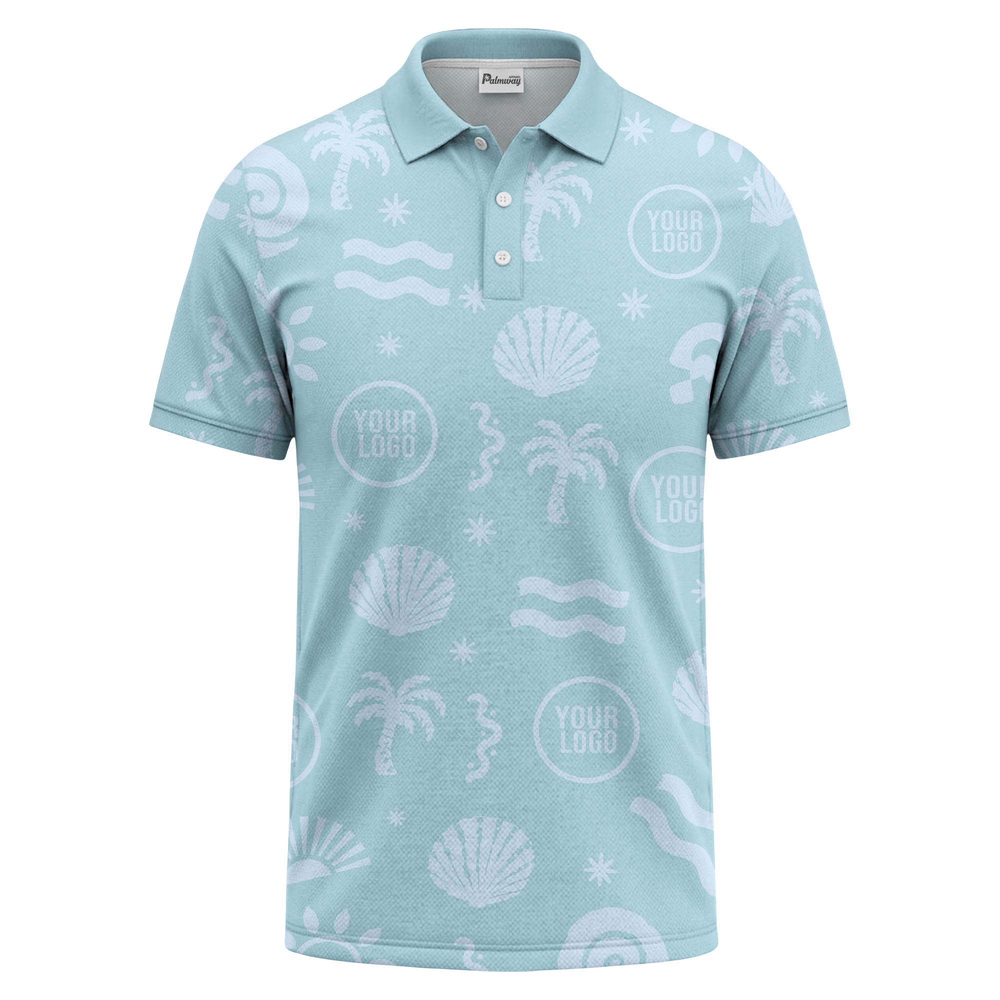 watercolor palm trees seashells waves polo shirt for beach vacation