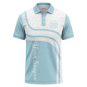 wave hexagon graphic golf polo shirt with custom logo