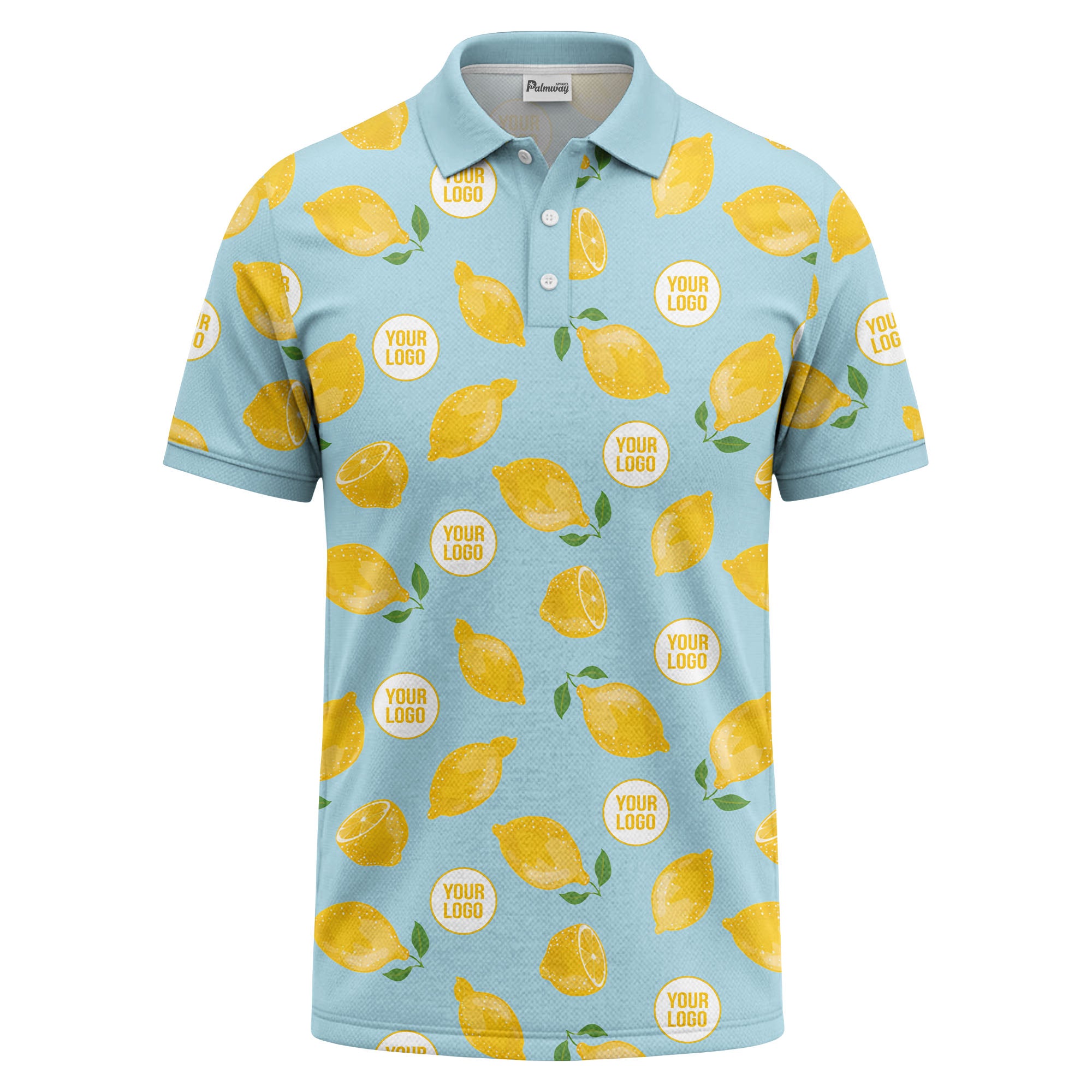 zesty lemon slices & leaf motif playful summer polo shirt
