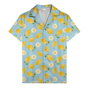 zesty lemon watercolor lemon slices & leaf hawaiian shirt
