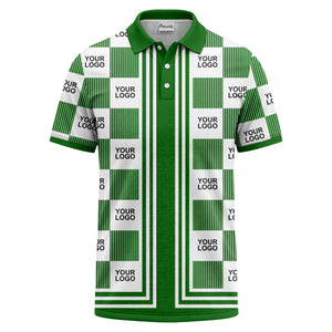 barcode graphic custom logo black white polo shirt for men