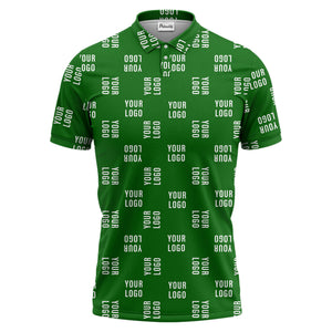 black repeat custom logo text pattern polo shirt for men