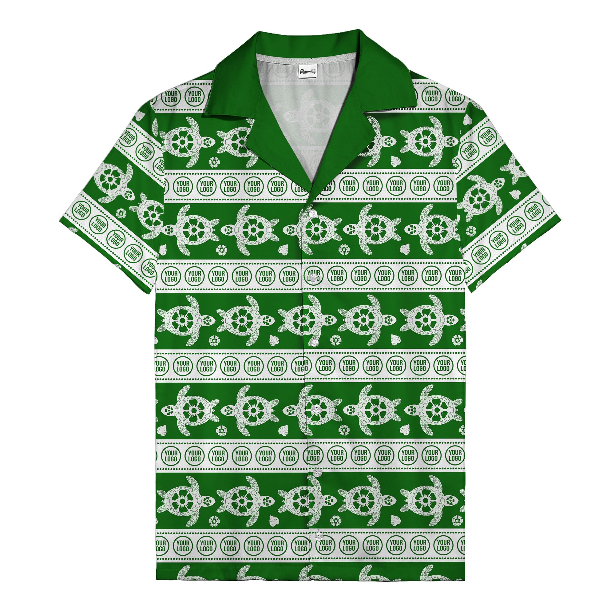 black sea turtles & white floral repeat hawaiian shirt for men