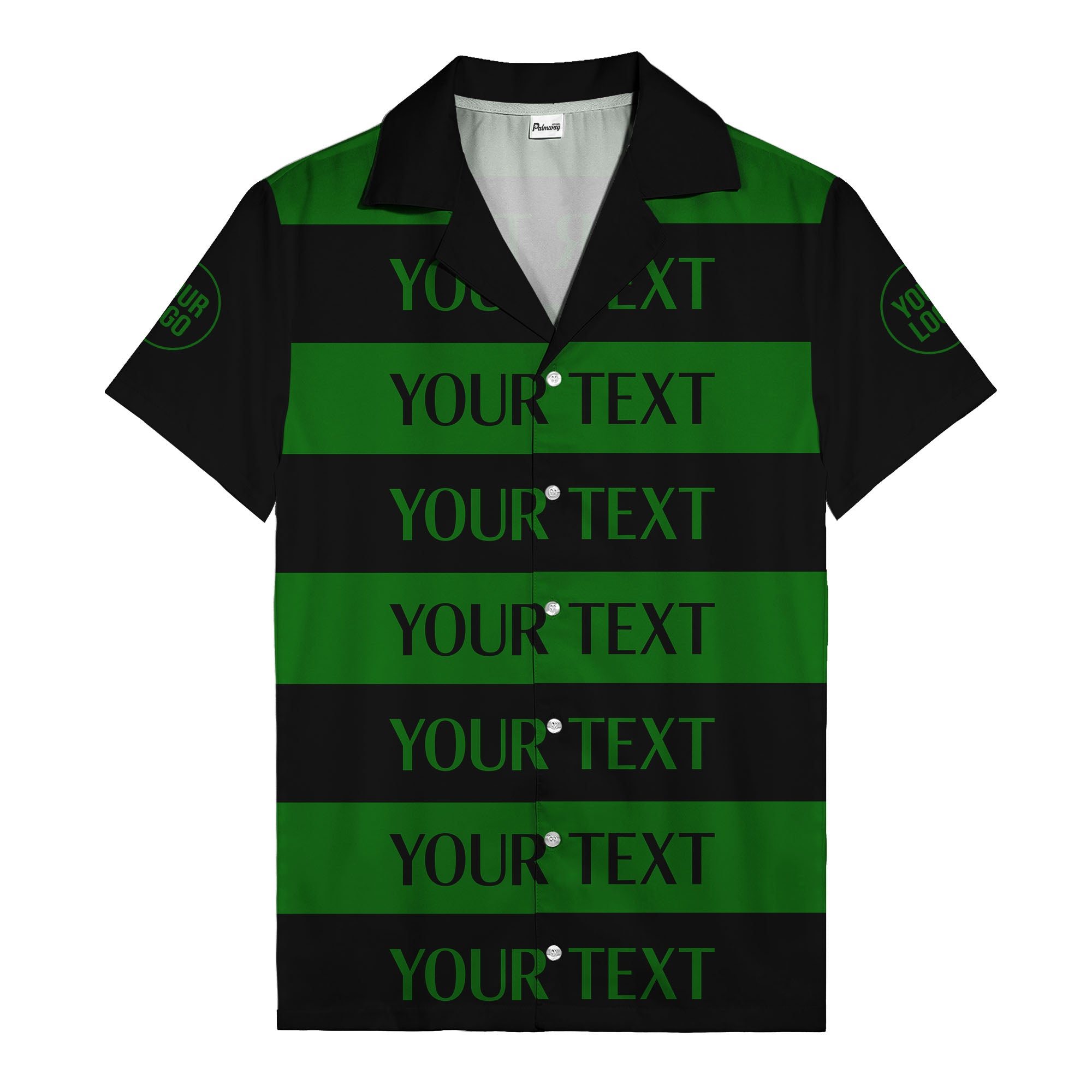 bold horizontal stripes customizable text hawaiian shirt for men