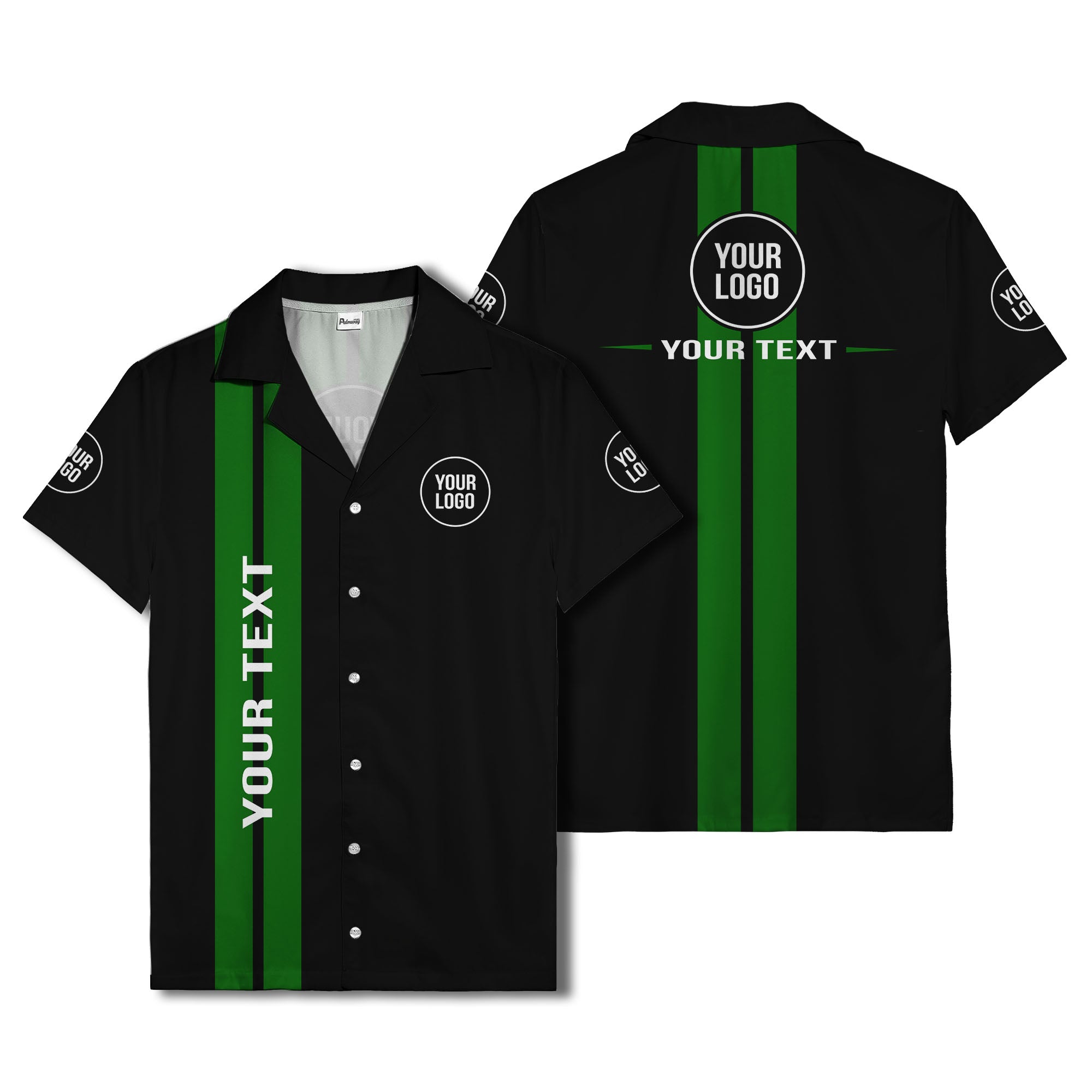bold vertical stripe custom logo hawaiian shirt for men