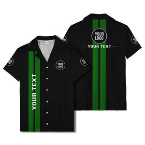 bold vertical stripe custom logo hawaiian shirt for men