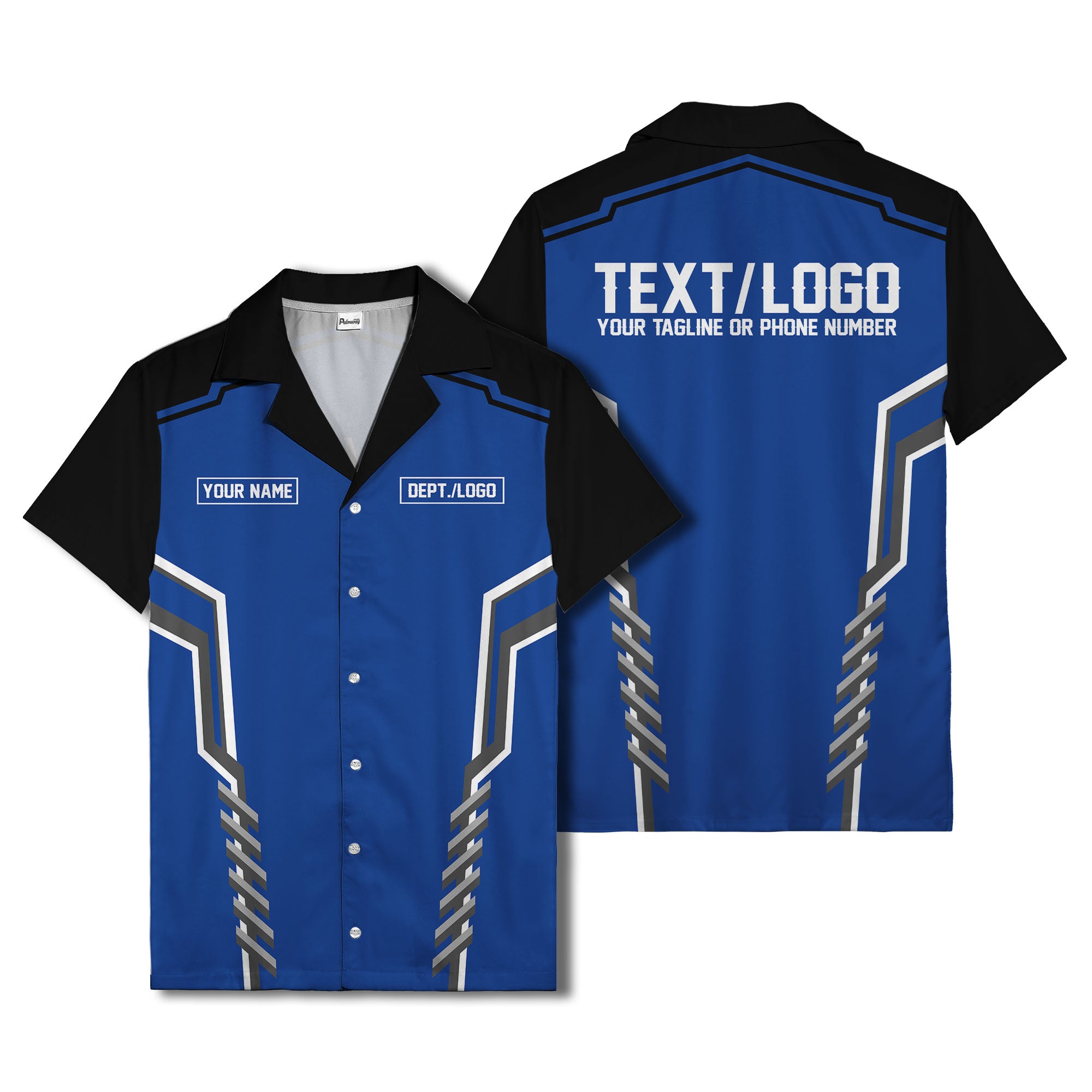 bowling team stripe name box hawaiian shirt for men