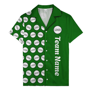 circle logo columns & team name text graphic black white hawaiian shirt